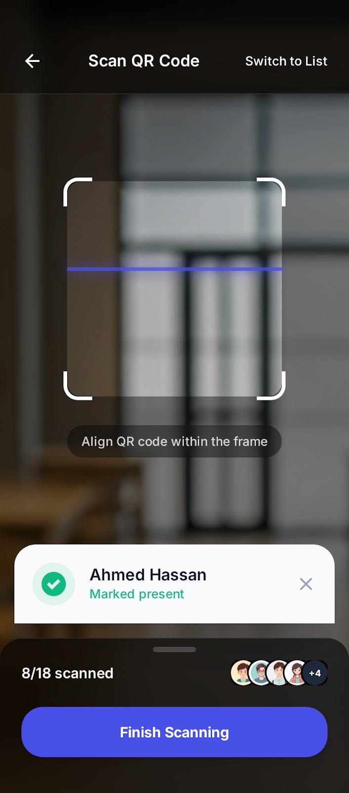QR code scanner for attendance