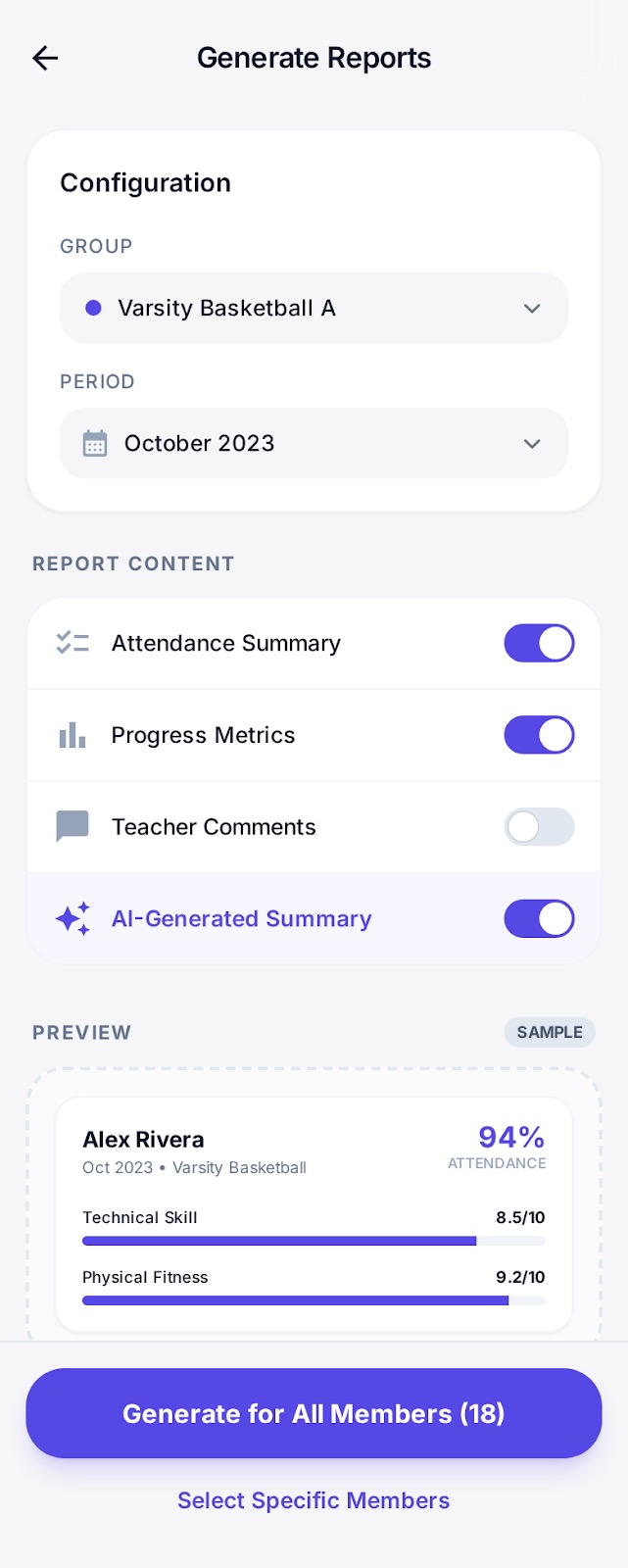 CoachTrack app screens 5