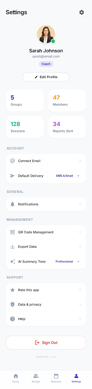 User settings