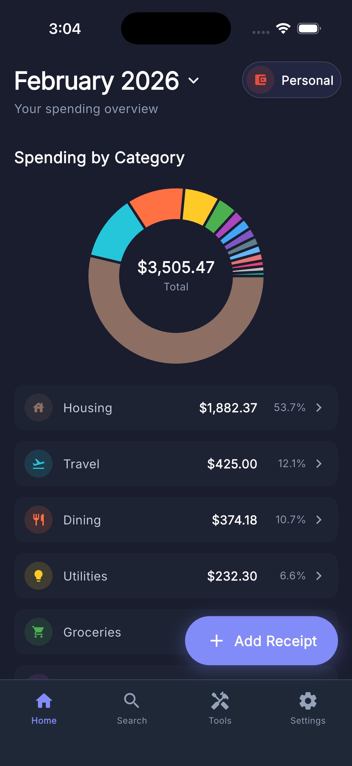 Categories dark mode