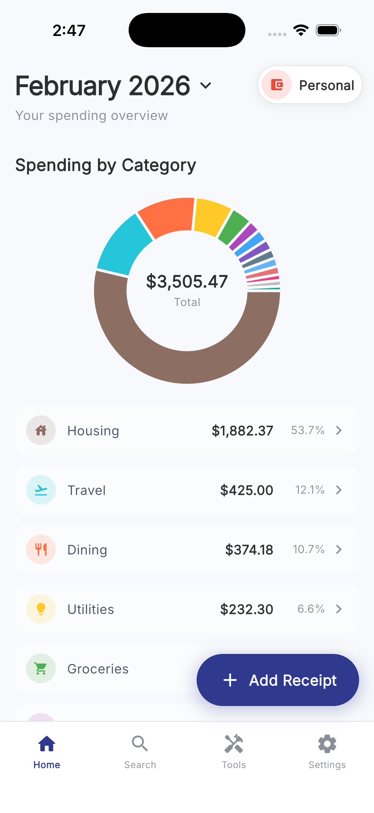 AI Expense Tracker app screens 1