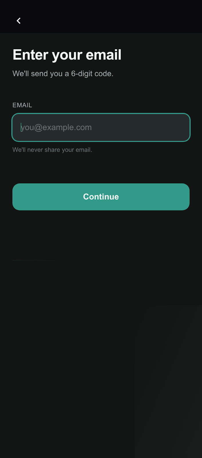 FitCreator email entry
