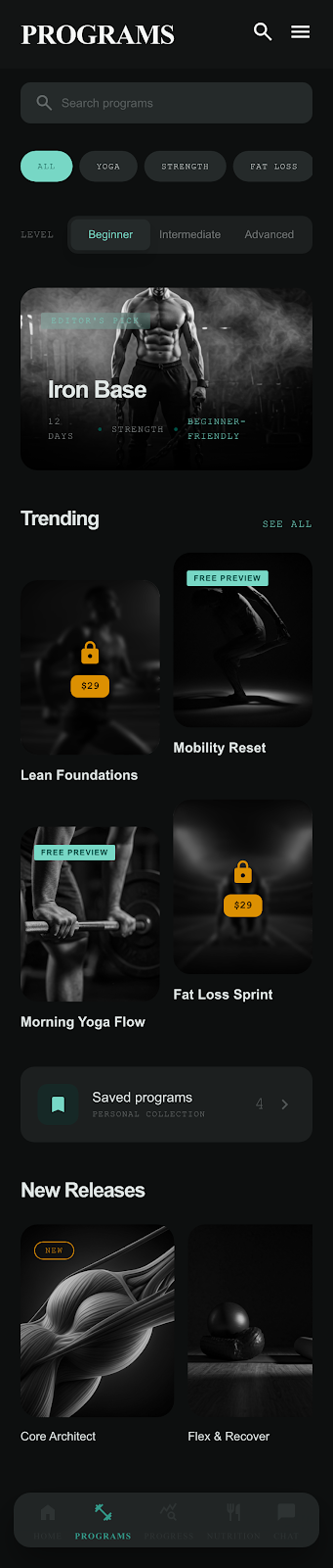 FitCreator programs browse fitcreator client