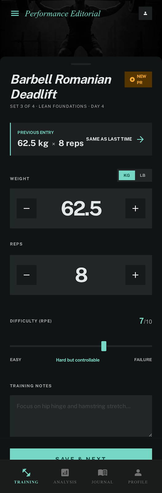 FitCreator sets reps logger fitcreator client