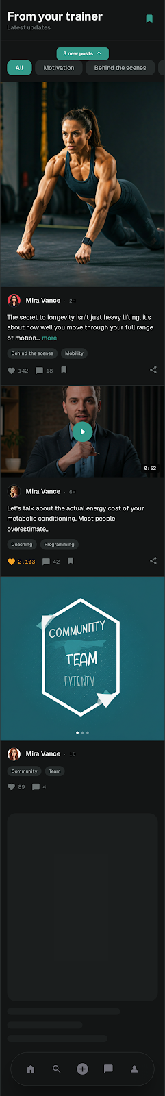 FitCreator trainer feed fitcreator client