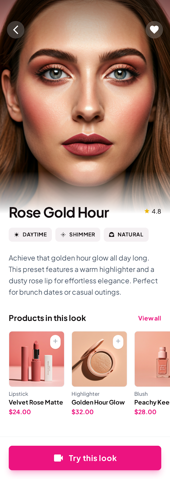 GlamGlow looks preset detail