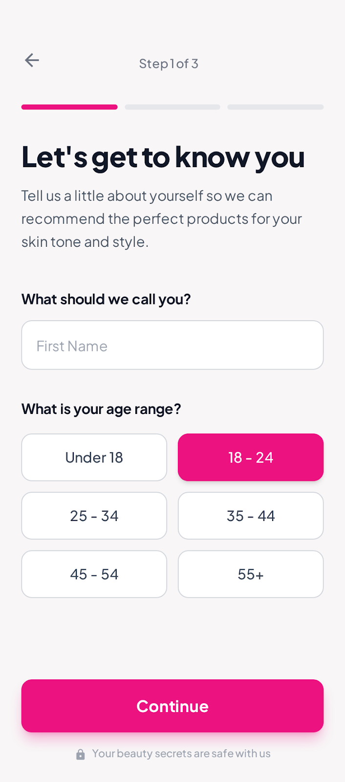 GlamGlow onboarding basic info 1