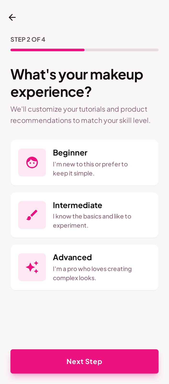 GlamGlow onboarding skin type 1