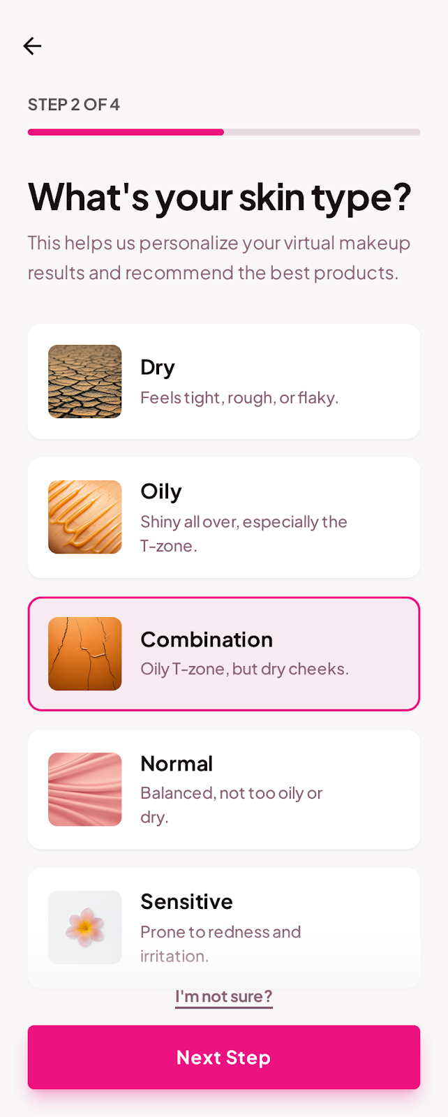 GlamGlow onboarding skin type 2