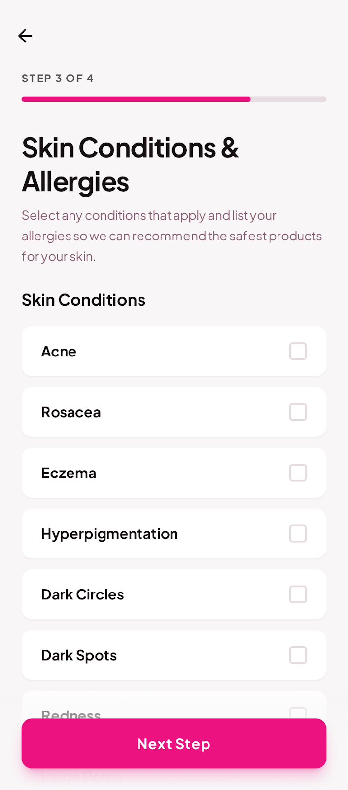 GlamGlow onboarding skin type 4