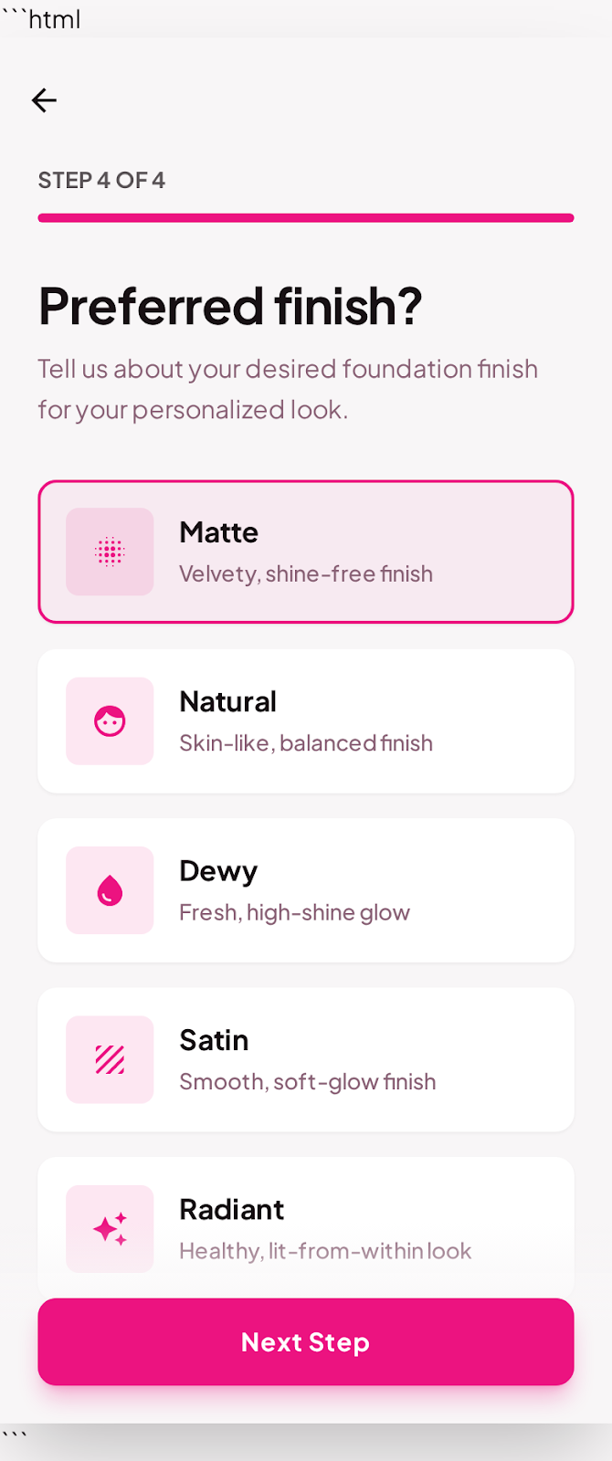 GlamGlow onboarding skin type 6