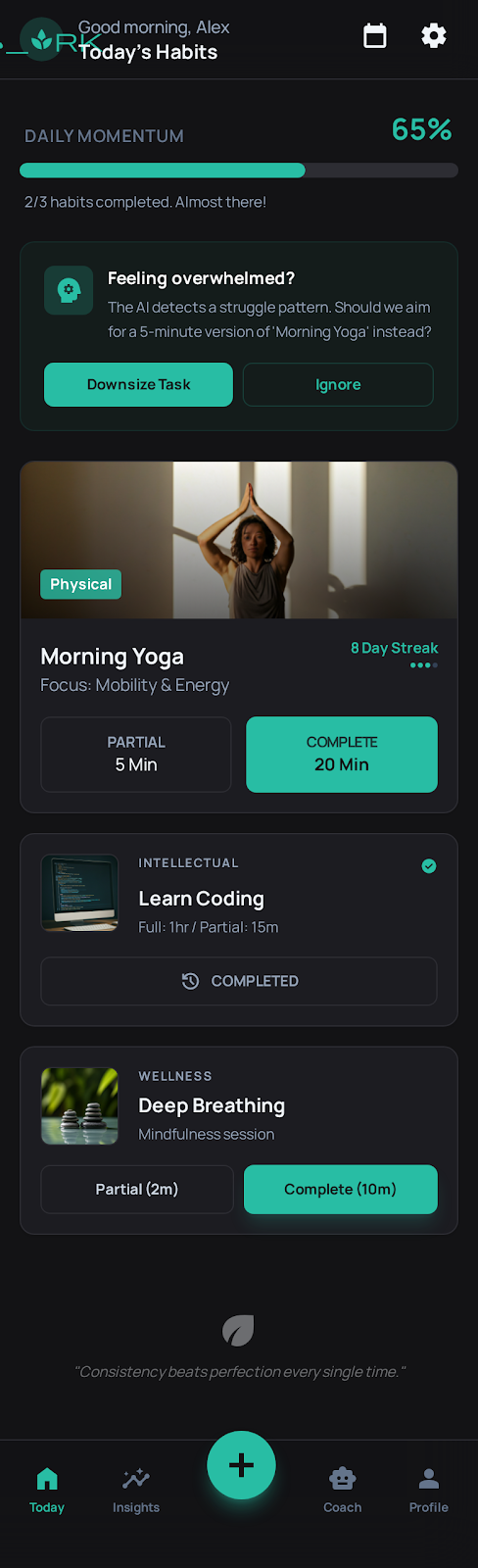 HabitAI app screens 1
