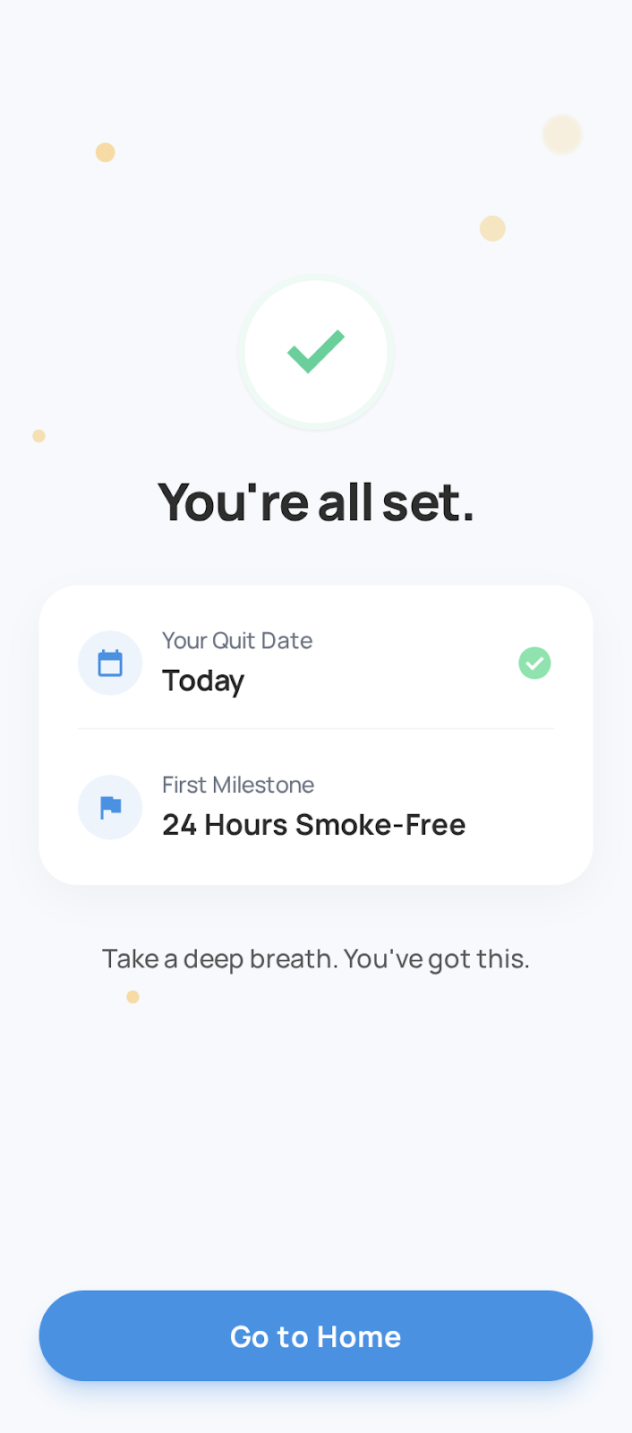 QuitWell onboarding complete screen