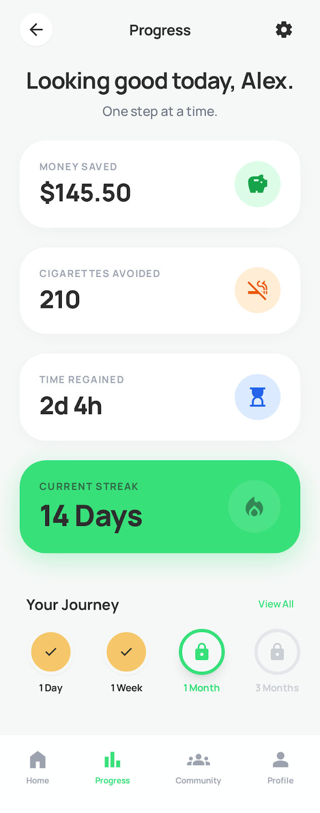 QuitWell progress overview variant 2