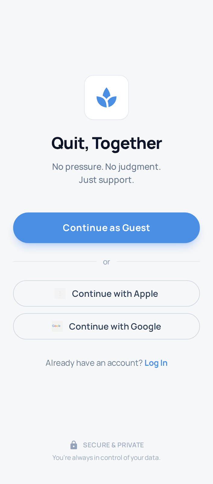 QuitWell sign in guest access variant 2