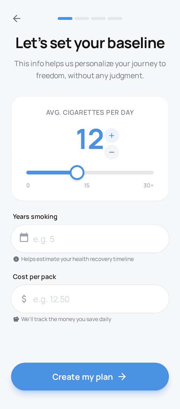 QuitWell smoking habits baseline