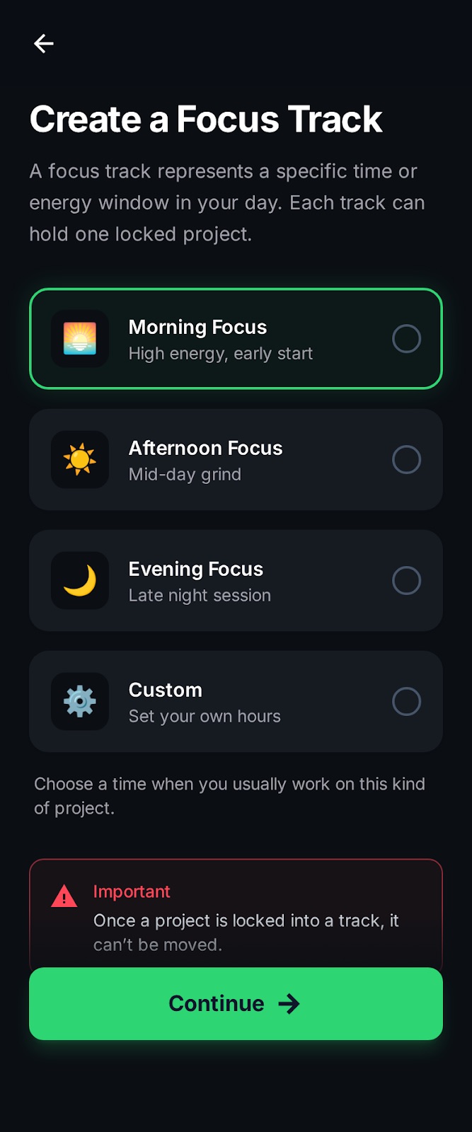 Create a new focus track