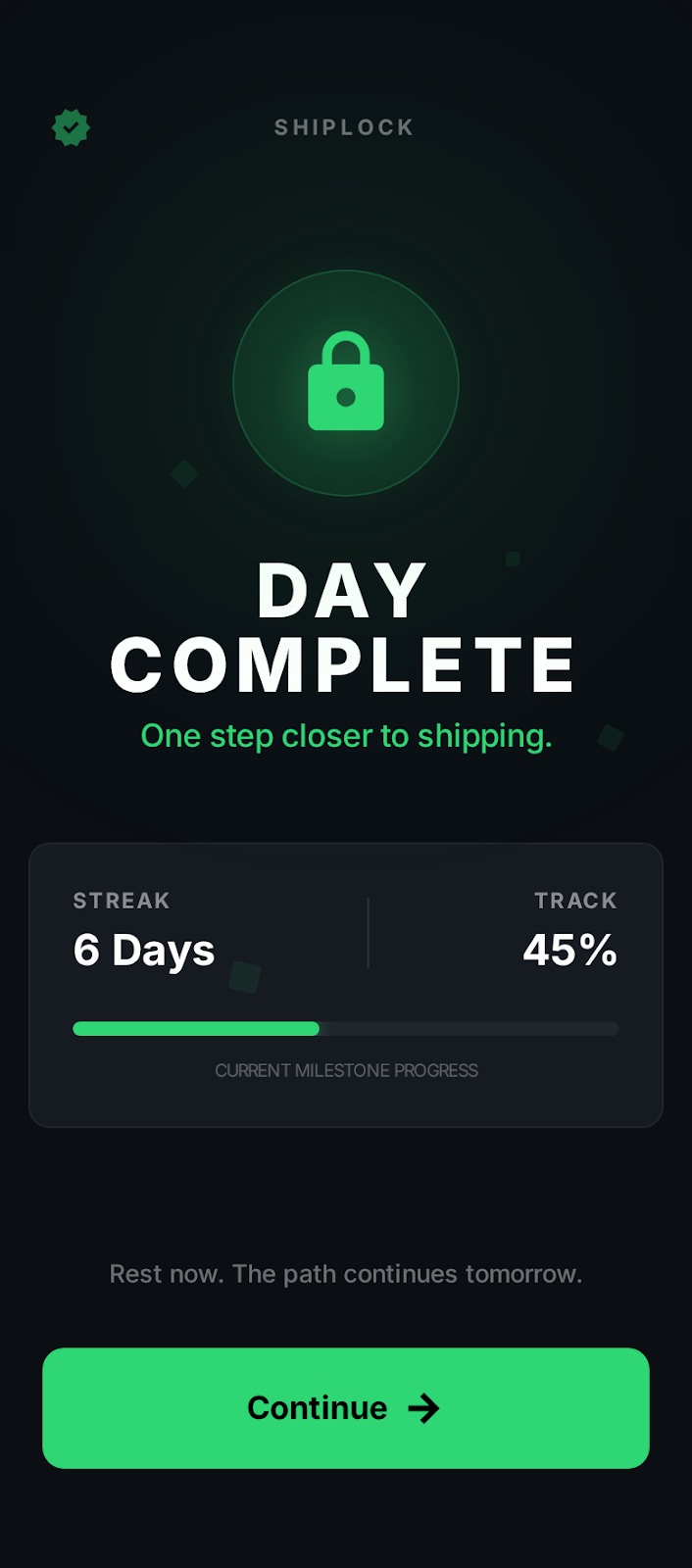 Daily completion celebration