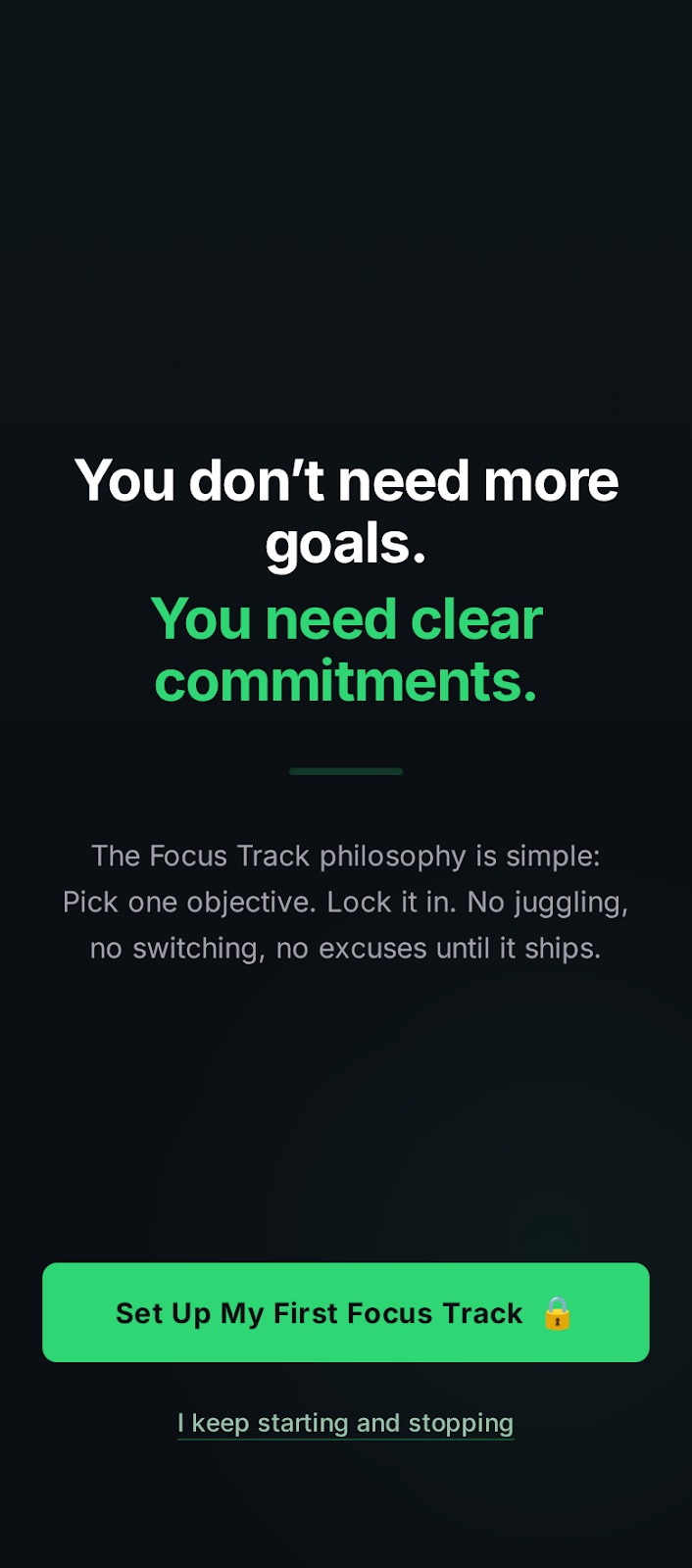Focus track onboarding intro