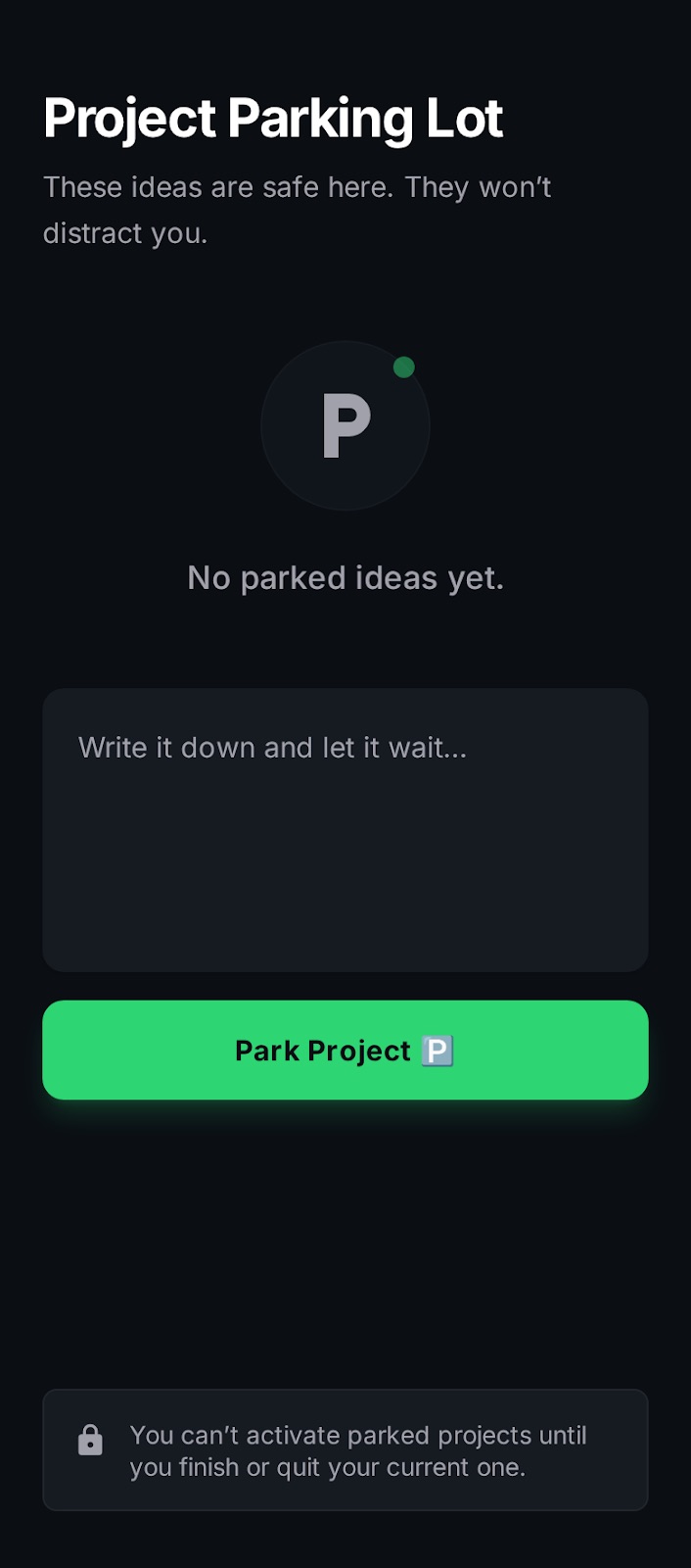 Project parking lot