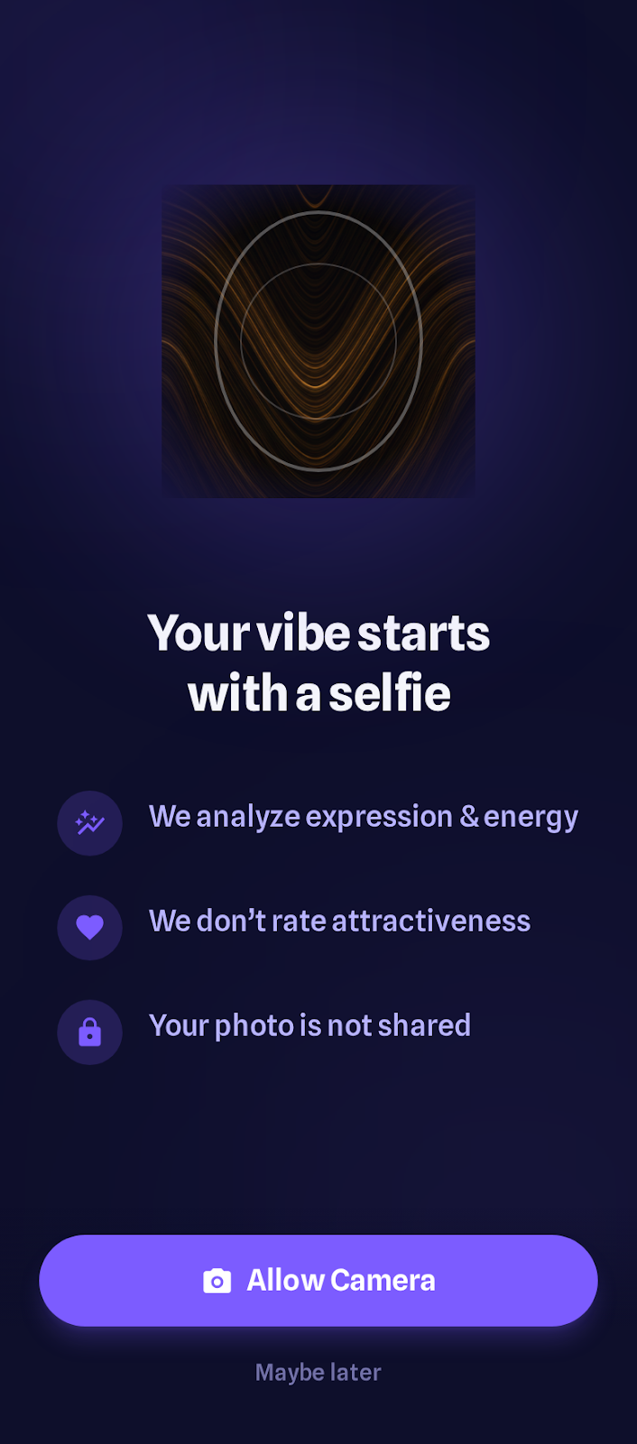 VibeScan camera trust screen