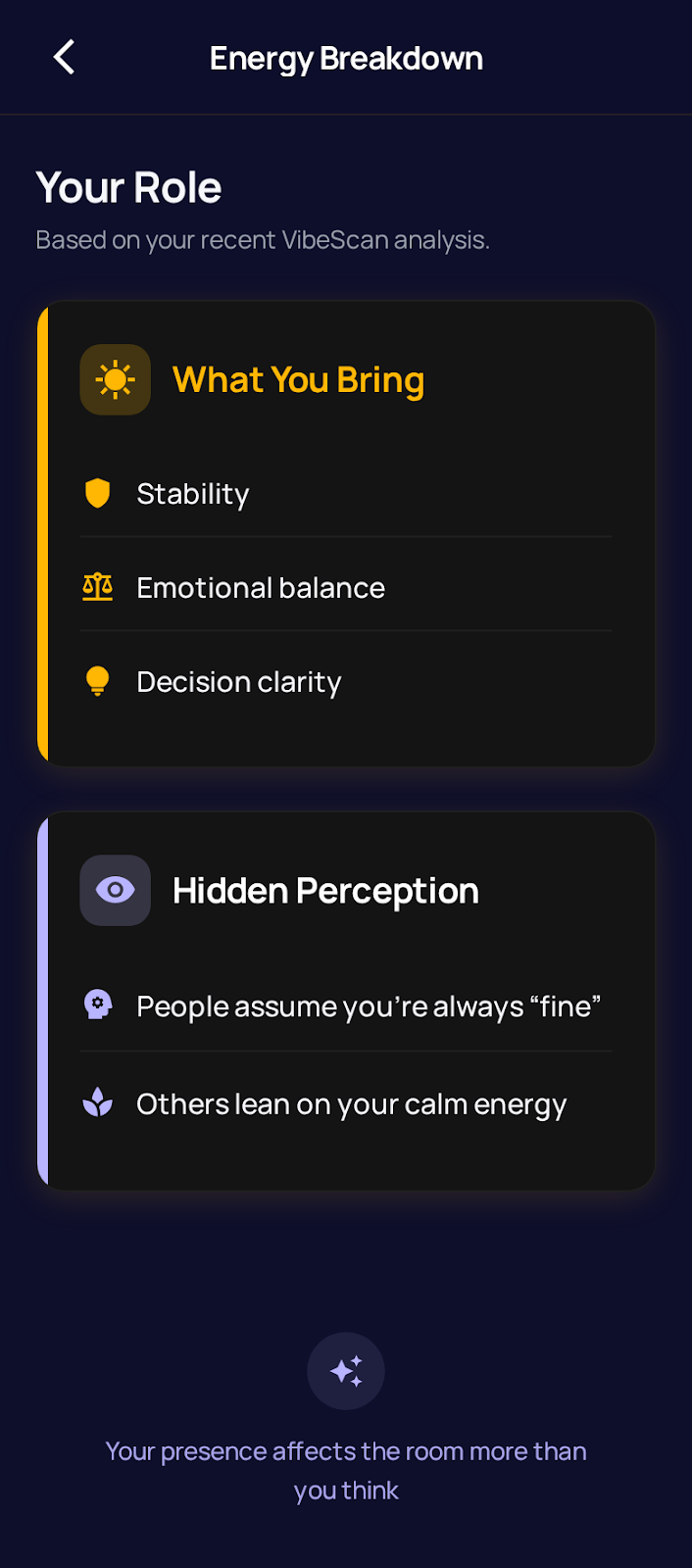 VibeScan friend group energy breakdown