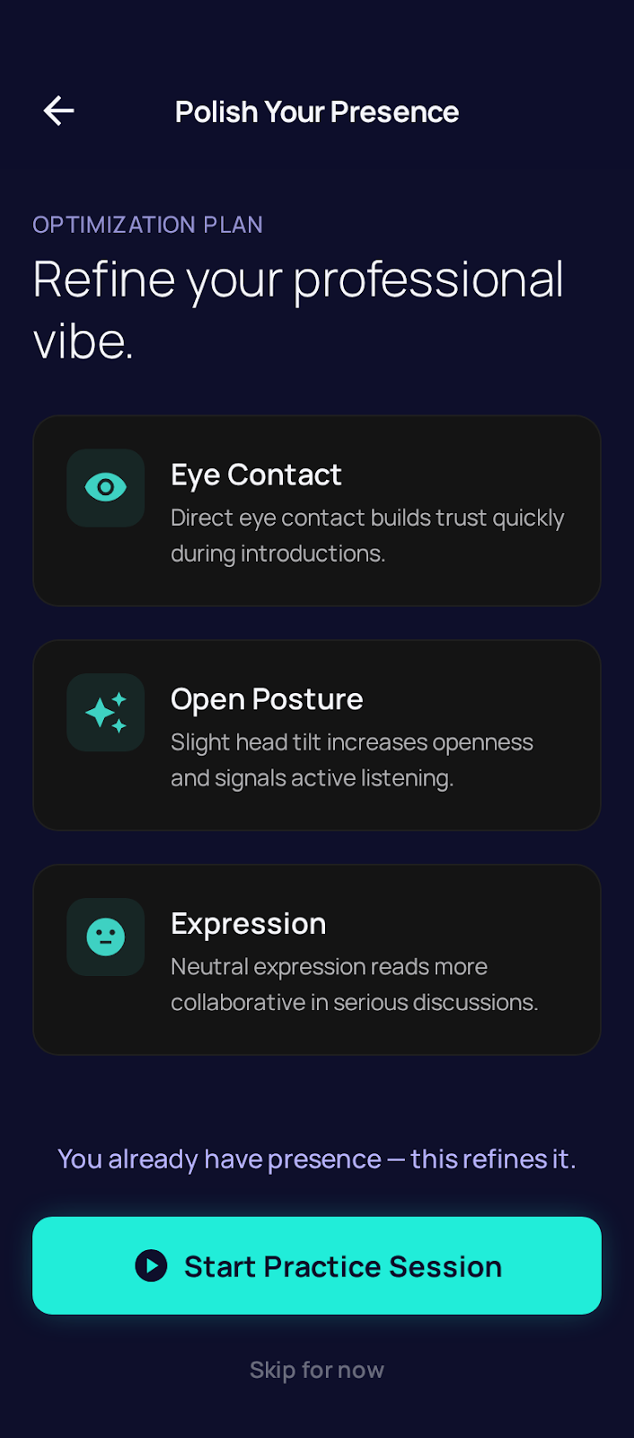 VibeScan work presence optimization
